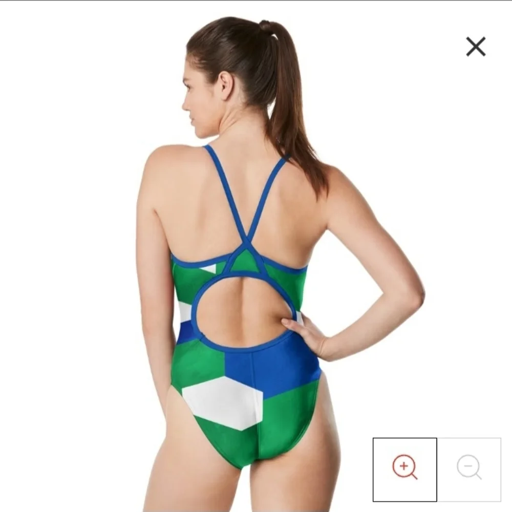 Speedo Women's One Piece Swimsuit - Blue and Green